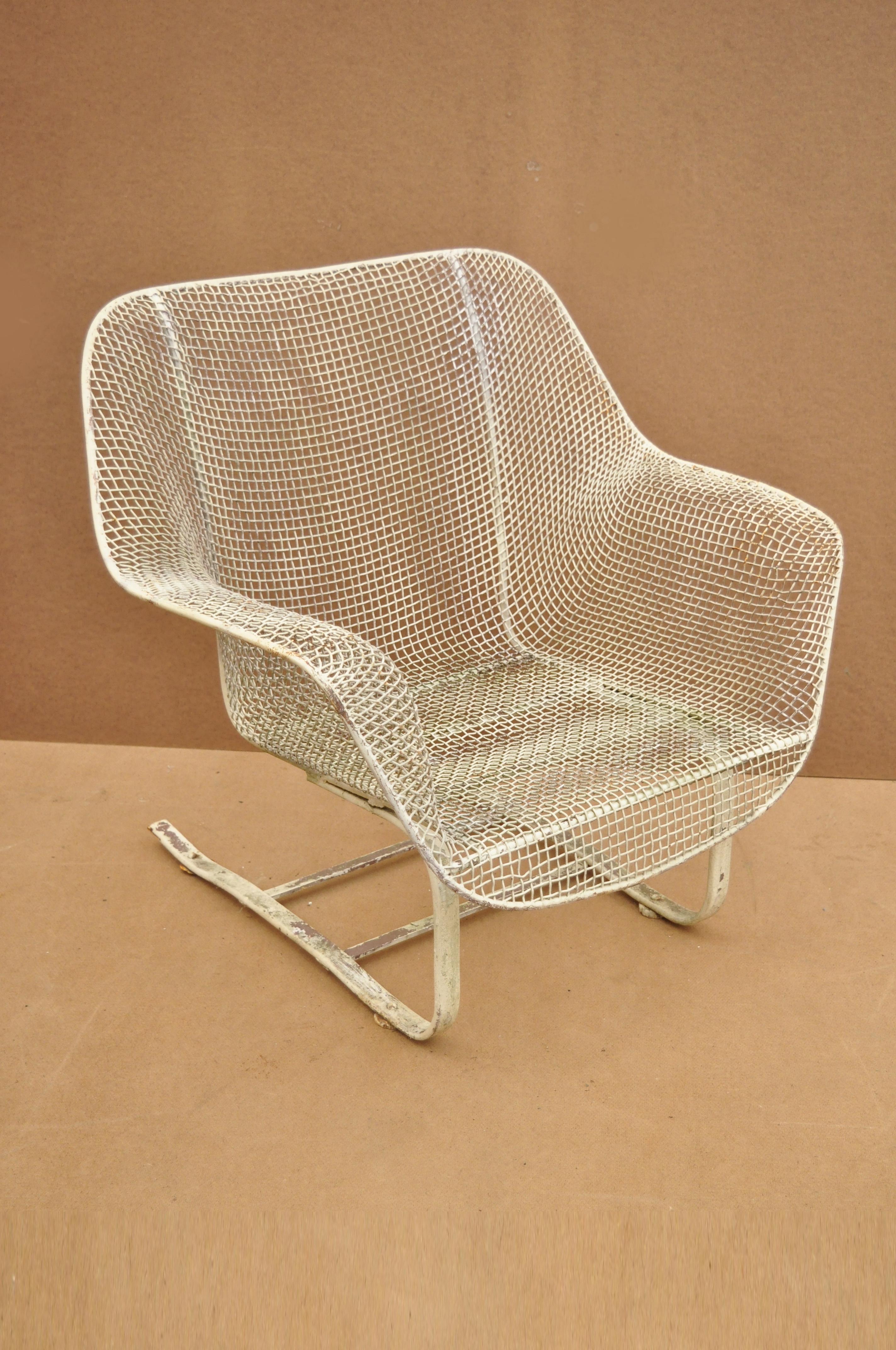 Vintage Russell Woodard Sculptura Metal Mesh Wrought Iron Bouncer Lounge Chair 1