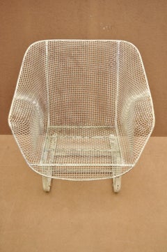 Vintage Russell Woodard Sculptura Metal Mesh Wrought Iron Bouncer Lounge Chair