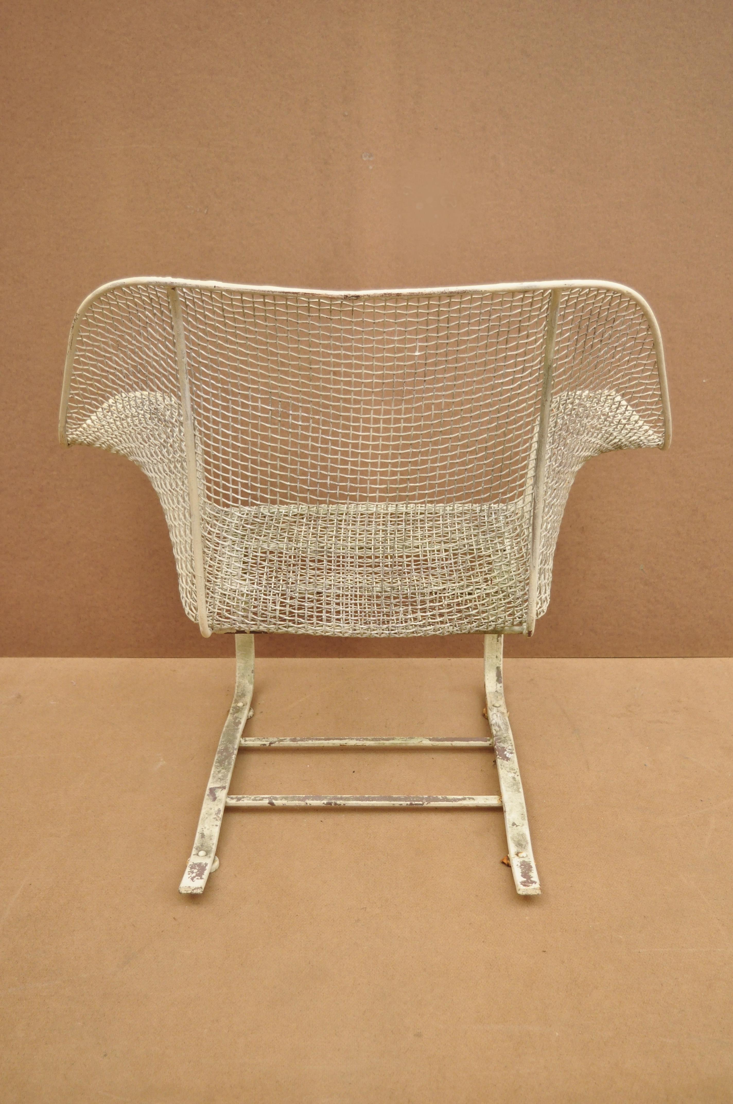 Mid-Century Modern Vintage Russell Woodard Sculptura Metal Mesh Wrought Iron Bouncer Lounge Chair