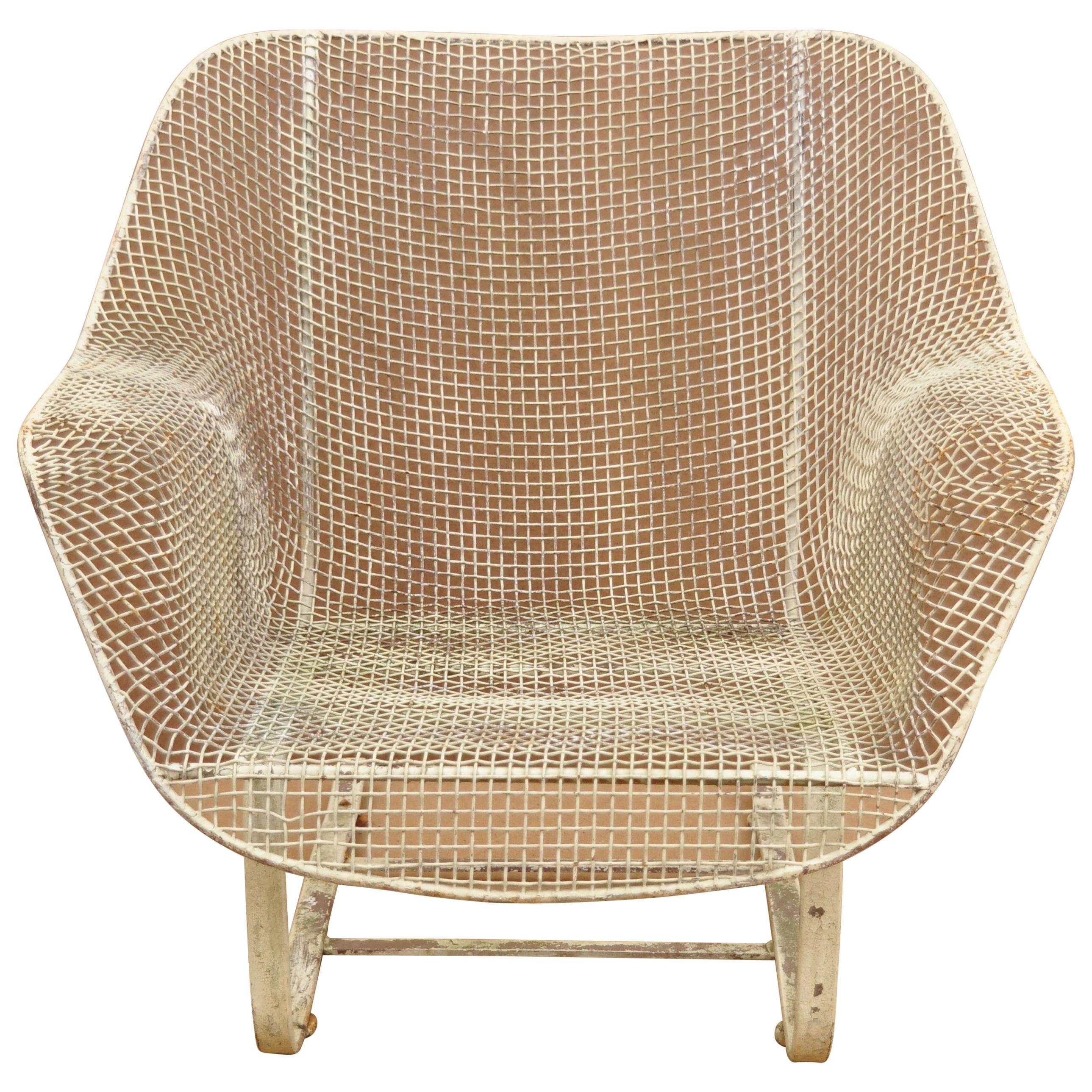 Vintage Russell Woodard Sculptura Metal Mesh Wrought Iron Bouncer Lounge Chair