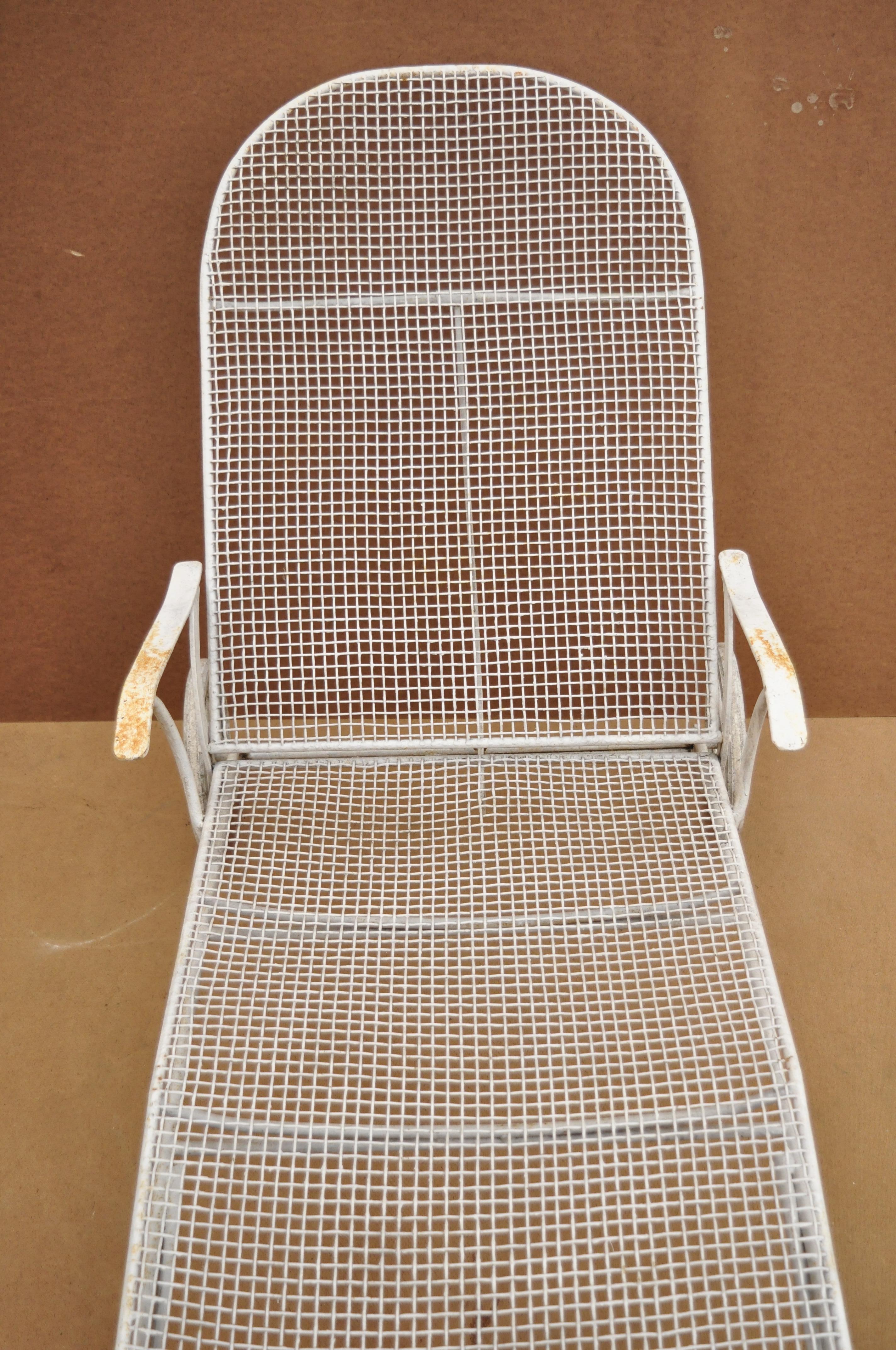 poolside chaise lounge chairs on Vintage Russell Woodard Sculptura Metal Mesh Wrought Iron Chaise Lounge Chair At 1stdibs