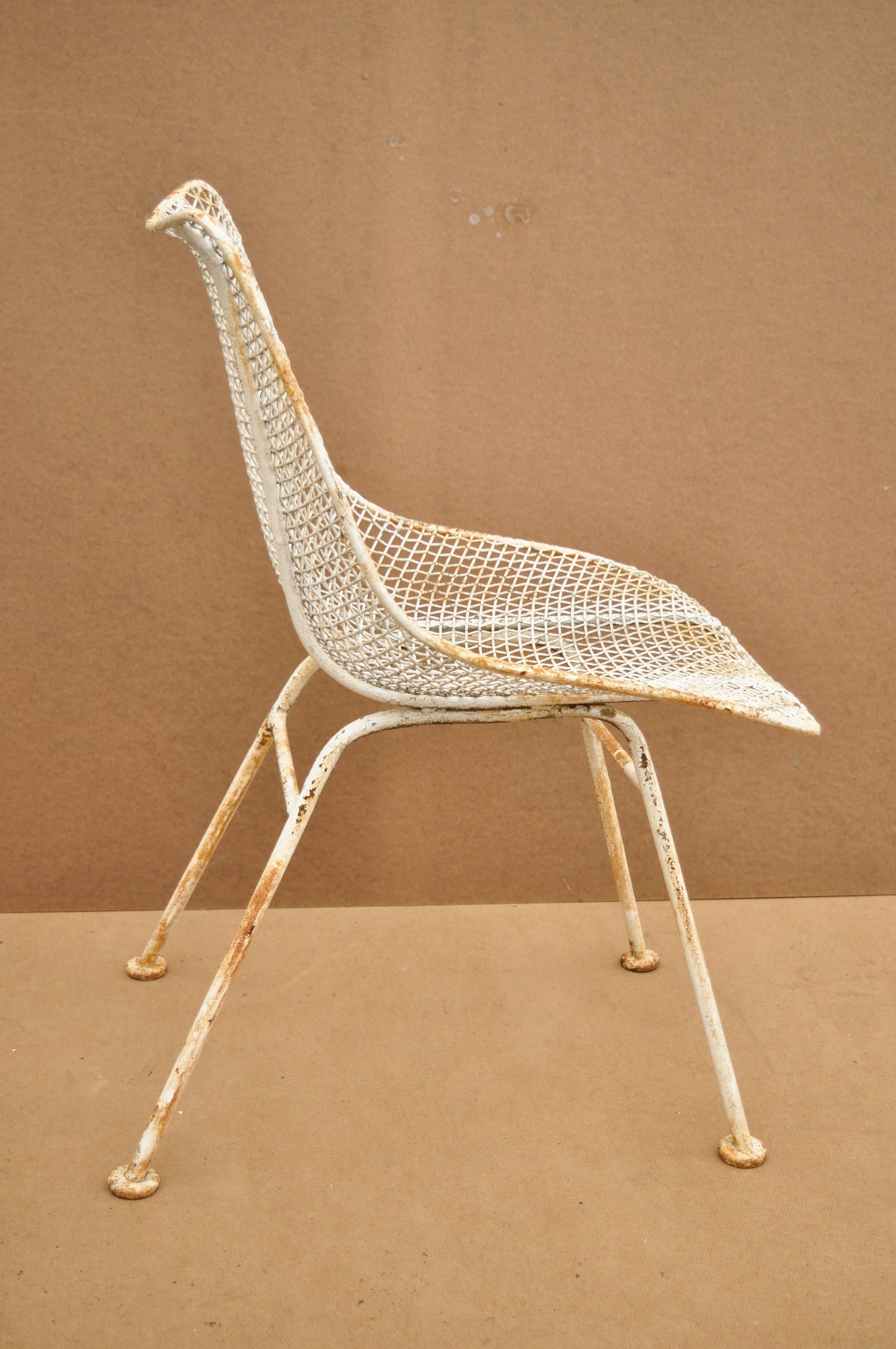 Mid-Century Modern Vintage Russell Woodard Sculptura Metal Mesh Wrought Iron Dining Side Chair