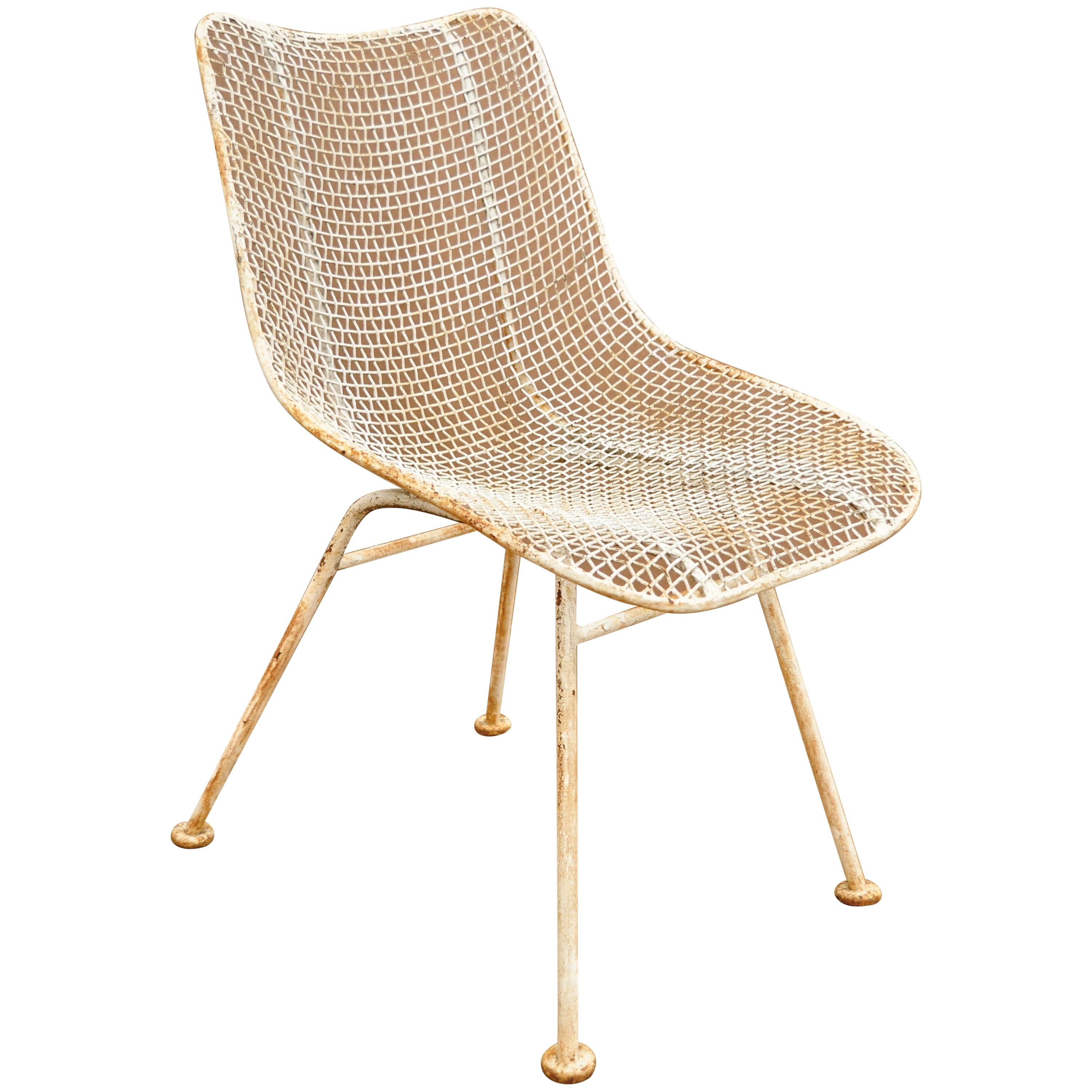 Vintage Russell Woodard Sculptura Metal Mesh Wrought Iron Dining Side Chair