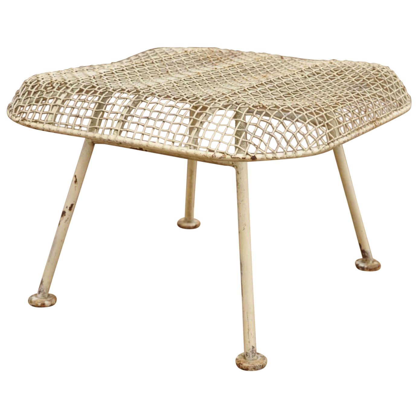 Vintage Russell Woodard Sculptura Metal Mesh Wrought Iron Ottoman Footstool