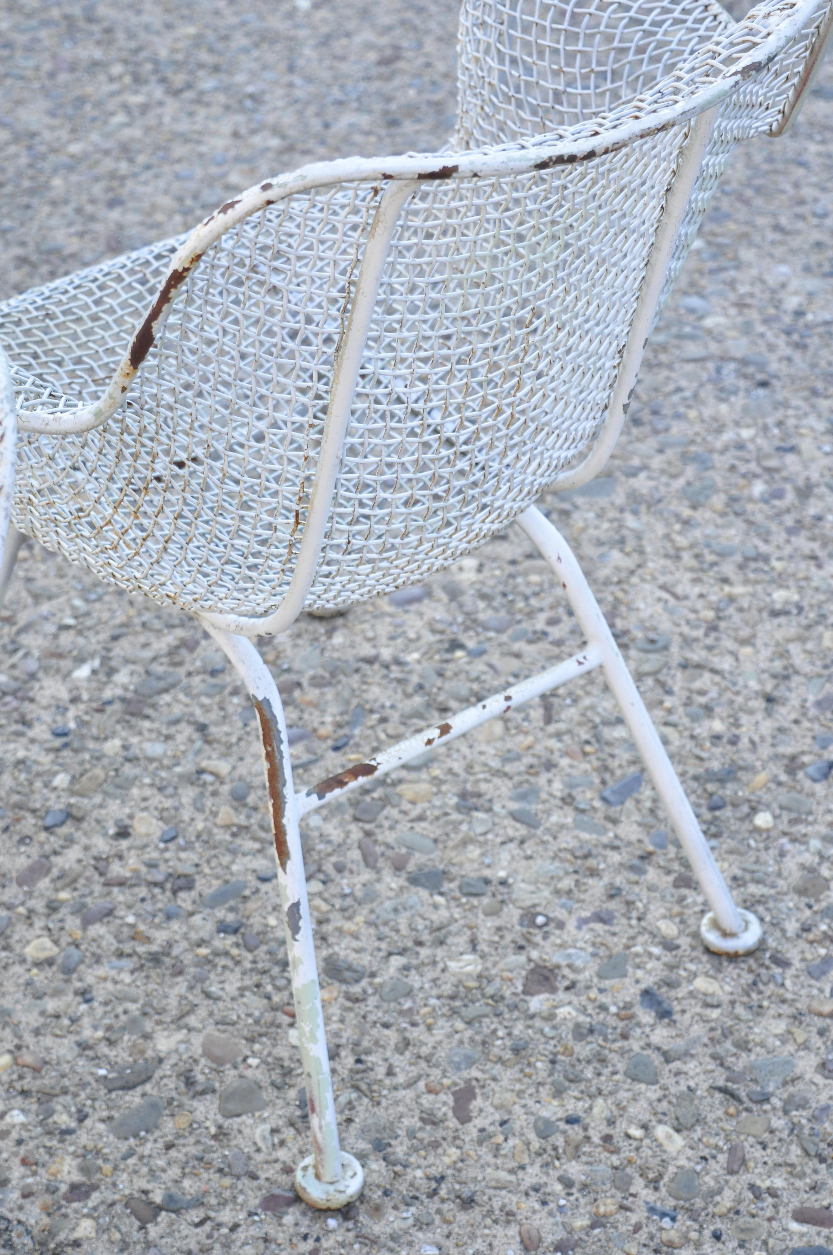 Vintage Russell Woodard Sculptura Metal Wrought Iron Dining Arm Chairs, a Pair In Good Condition In Philadelphia, PA