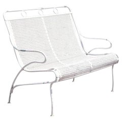Vintage Russell Woodard Sculptura Mid Century Modern Iron Patio Settee Bench