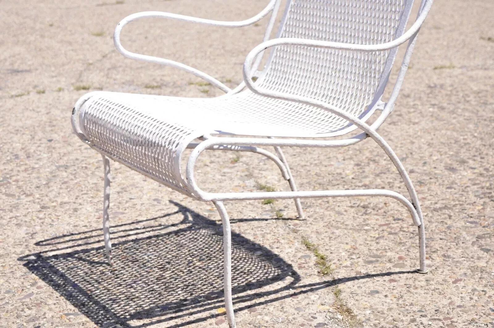 Vintage Russell Woodard Sculptura Mid Century Wrought Iron Patio Arm Chair For Sale 4