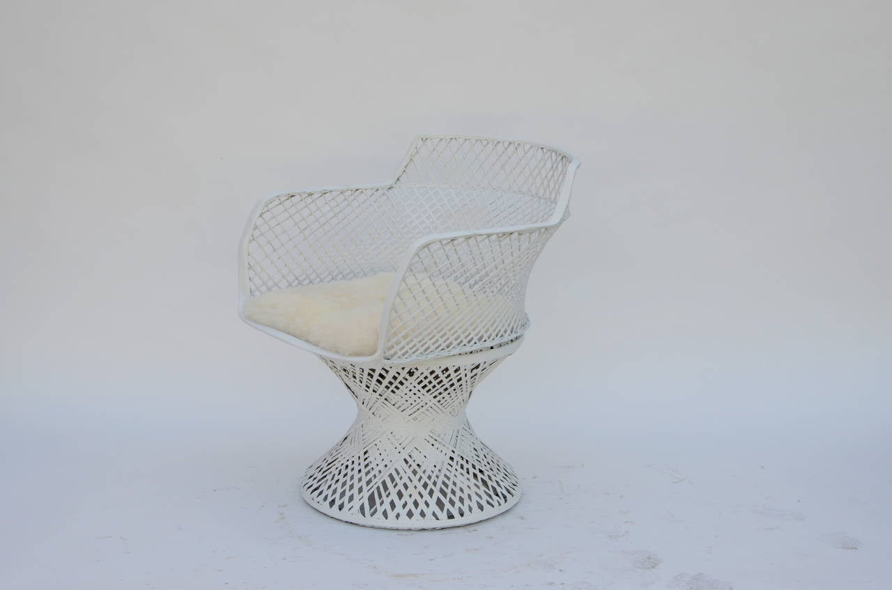 Américain Chaise vintage en fibre de verre filée avec couvercle d'assise en alpaga en vente