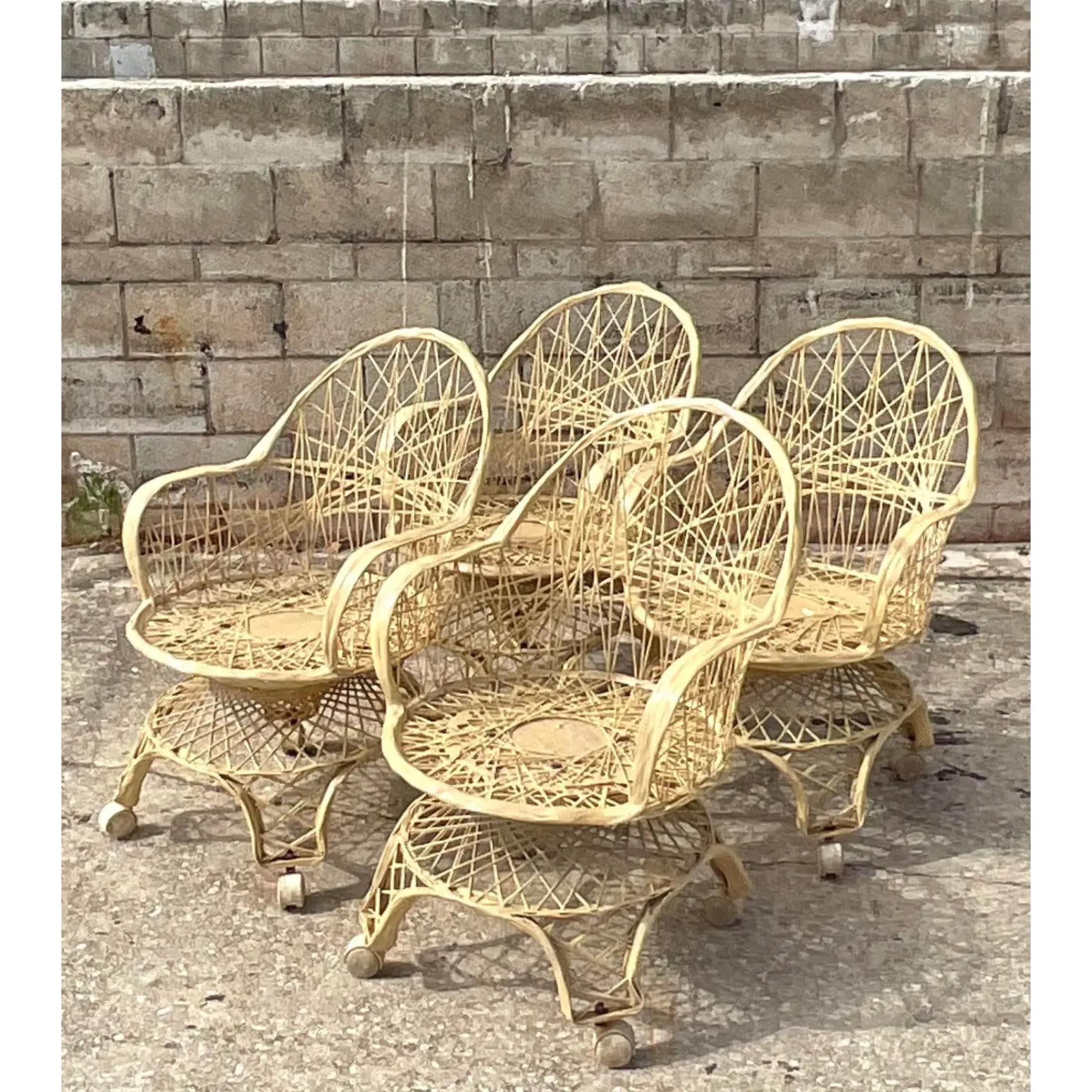 Vintage Russell Woodard Spun Fiberglass Eiffel Tower Dining Chairs on Casters -  For Sale 3