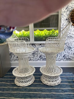 Vintage Russell Woodard Woven Fiberglass Bar Stools