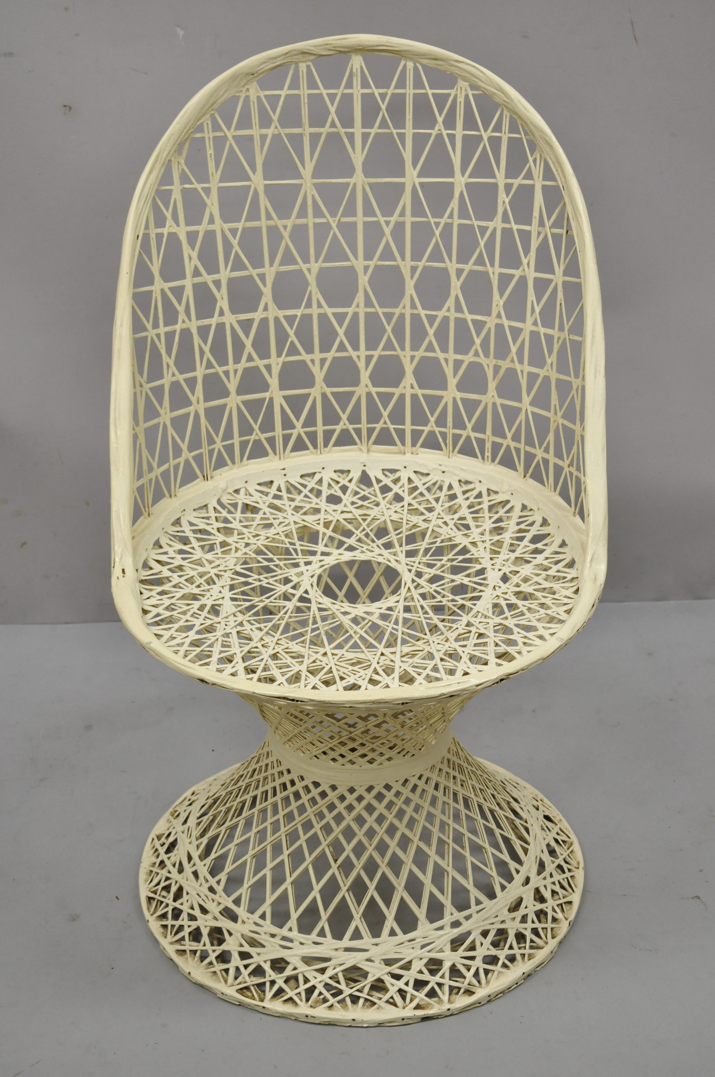 Vintage Russell Woodard Woven Spun Fiberglass Mid Century Dining Side Chair 3