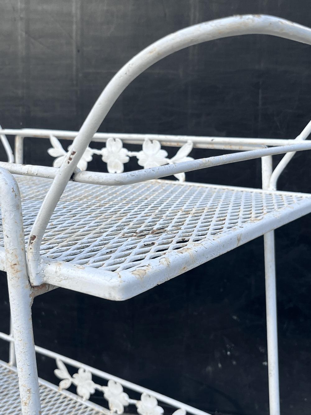 Mid-Century Modern Vintage Russell Woodard Wrought Iron Bar Cart For Sale