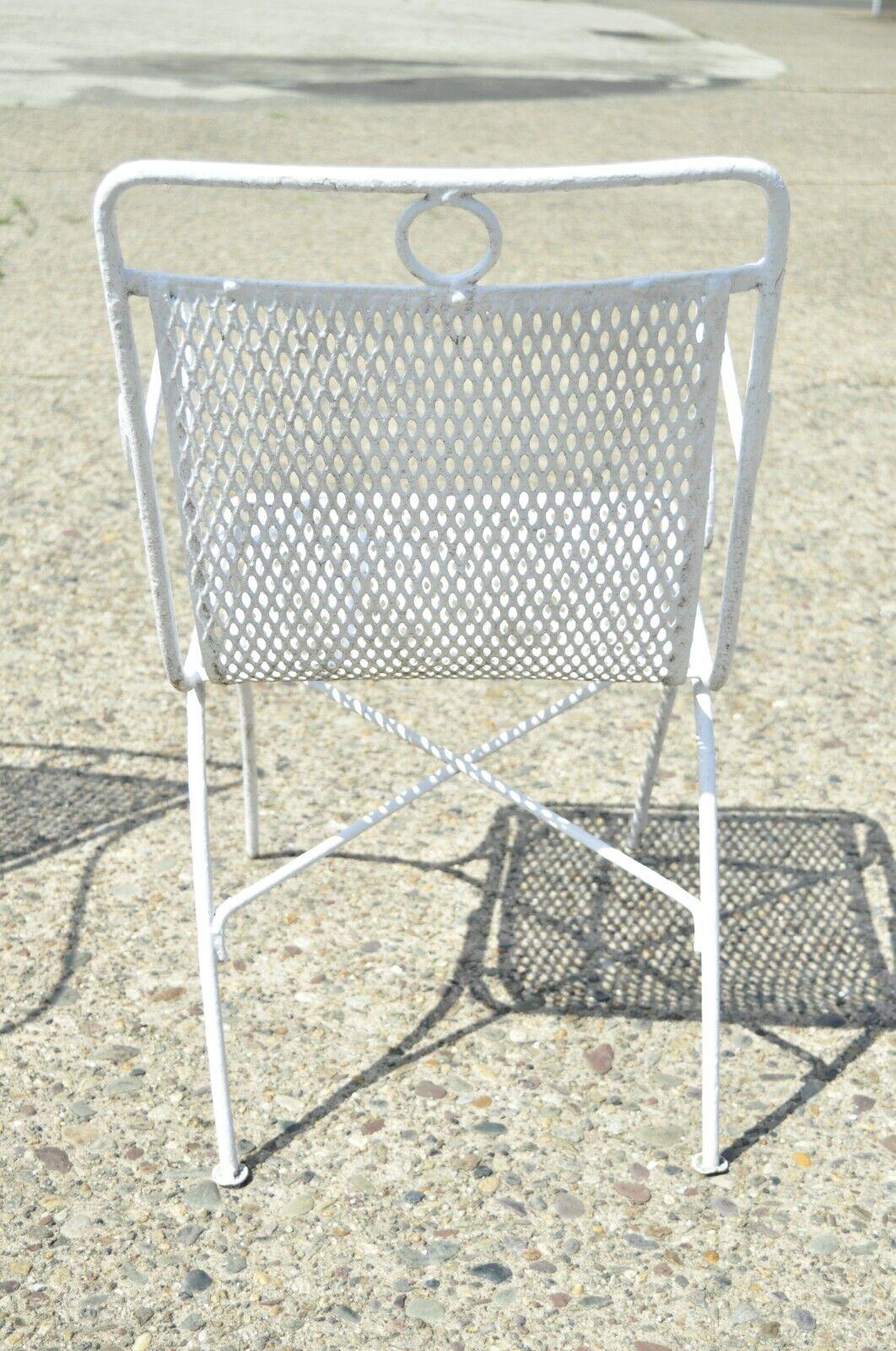 Vintage Russell Woodard Wrought Iron Outdoor Garden Patio Chairs, a Pair For Sale 5