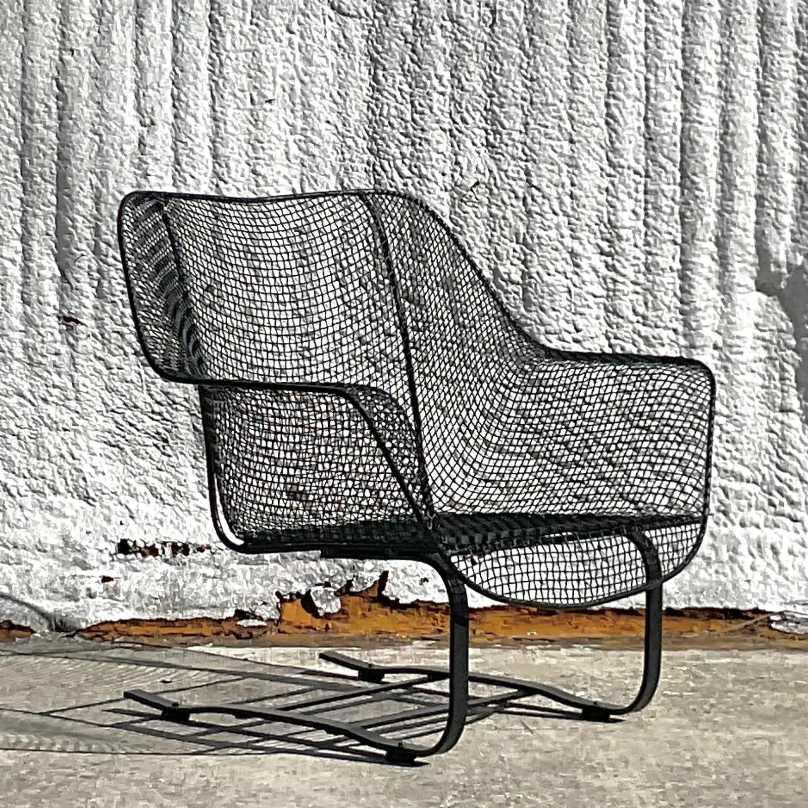 Mid-Century Modern Vintage Russell Woodard Wrought Iron “Sculptura” Springer Chair
