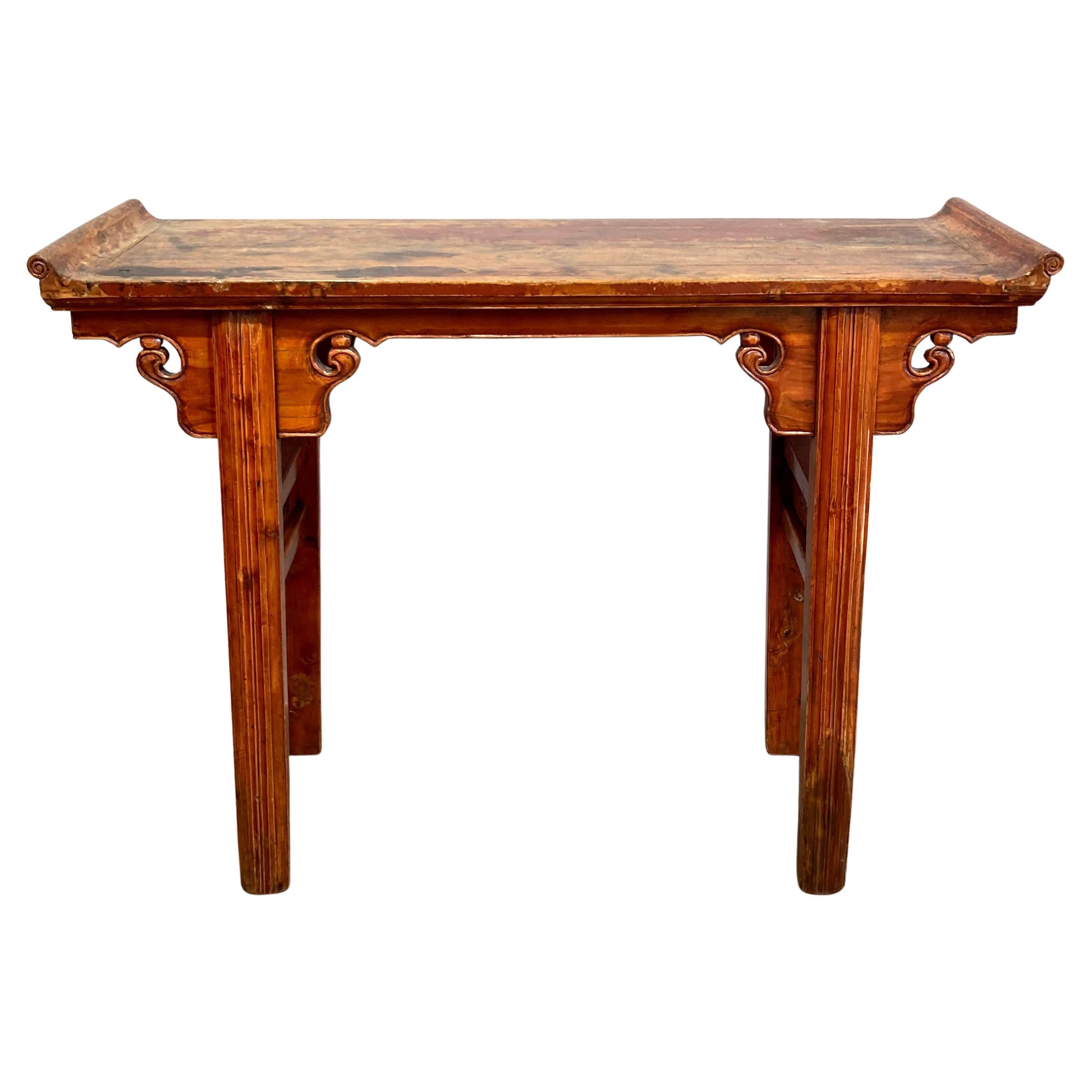 Tavolo consolle cinese vintage in patina russa