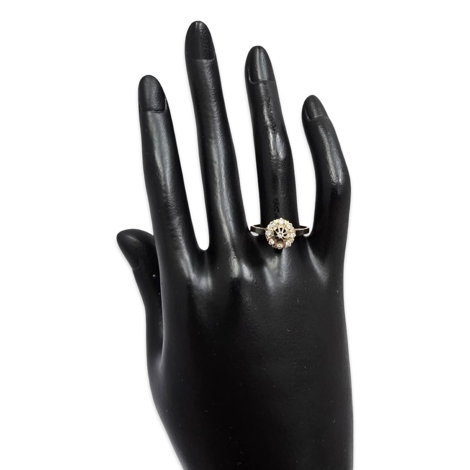 Vintage By 14K Rose & Weißgold Altschliff Diamant Cluster Ring 0,30ctw (Rundschliff) im Angebot