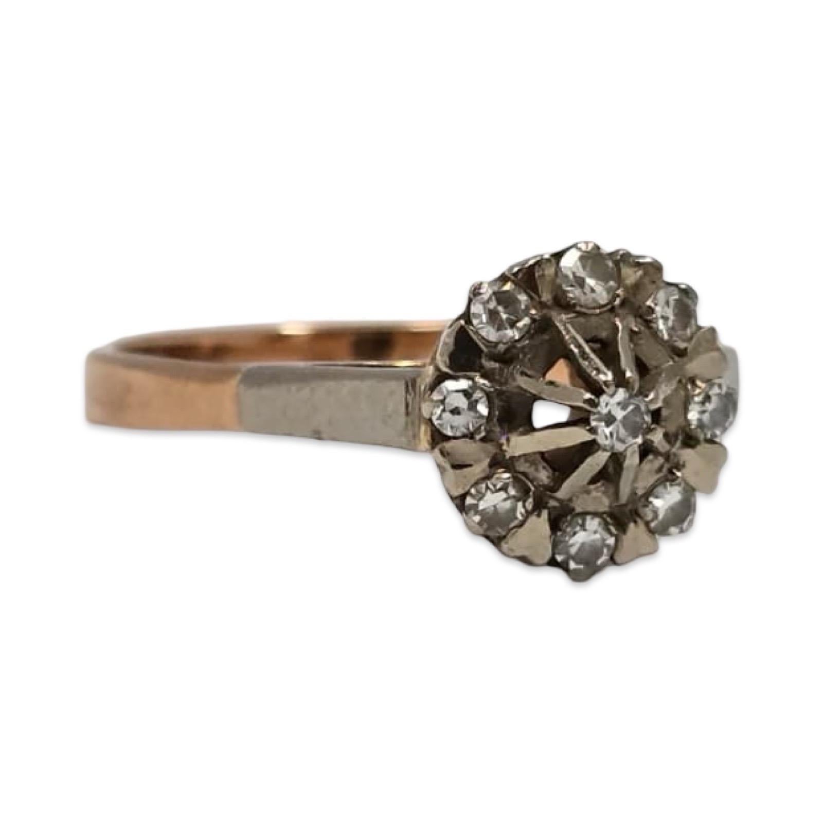 Vintage By 14K Rose & Weißgold Altschliff Diamant Cluster Ring 0,30ctw im Zustand „Hervorragend“ im Angebot in Miami, FL
