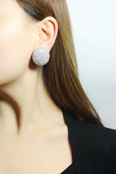 Vintage 18K White Gold Diamonds Round Earrings