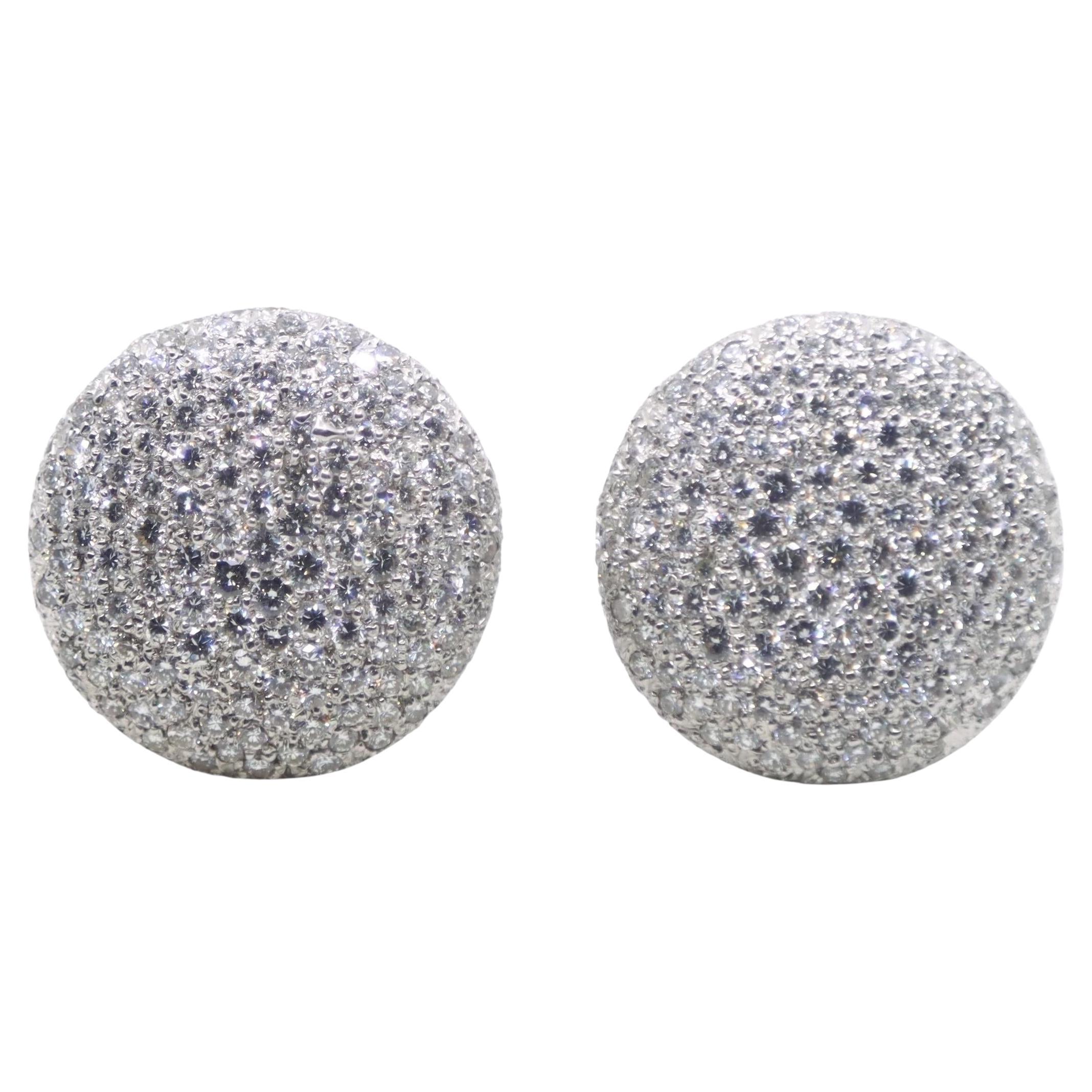 Vintage 18K White Gold Diamonds Round Earrings