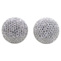 Vintage 18K White Gold Diamonds Round Earrings
