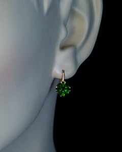 Vintage Russian 4.46 Ct Demantoid Solitaire Earrings
