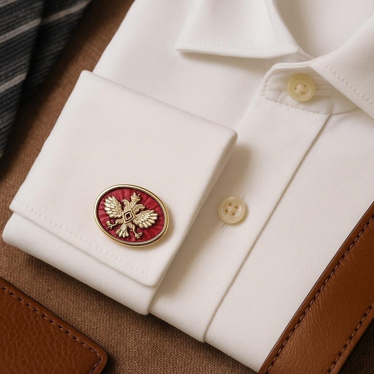Boutons De Manchette Vintage Années 50 - Argent Et émail Rouge - Fabriqués En France - Taille Basse