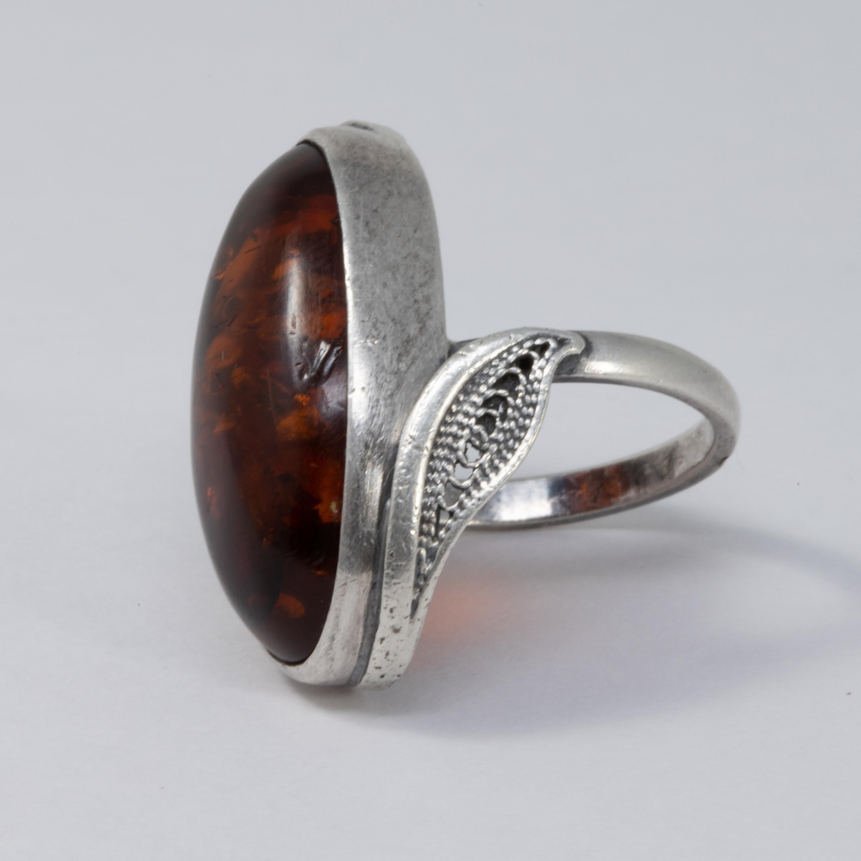 vintage amber silver ring