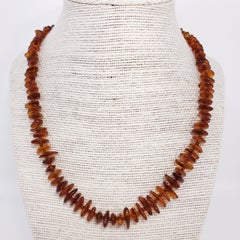Vintage Russian Baltic Amber Flat Bead Necklace, Mid 20th Century