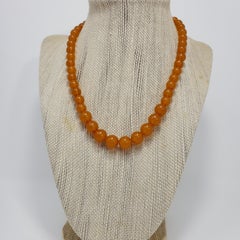 Vintage russische baltischen Bernstein orange abgestufte Perlenkette w Perle Schraubverschluss