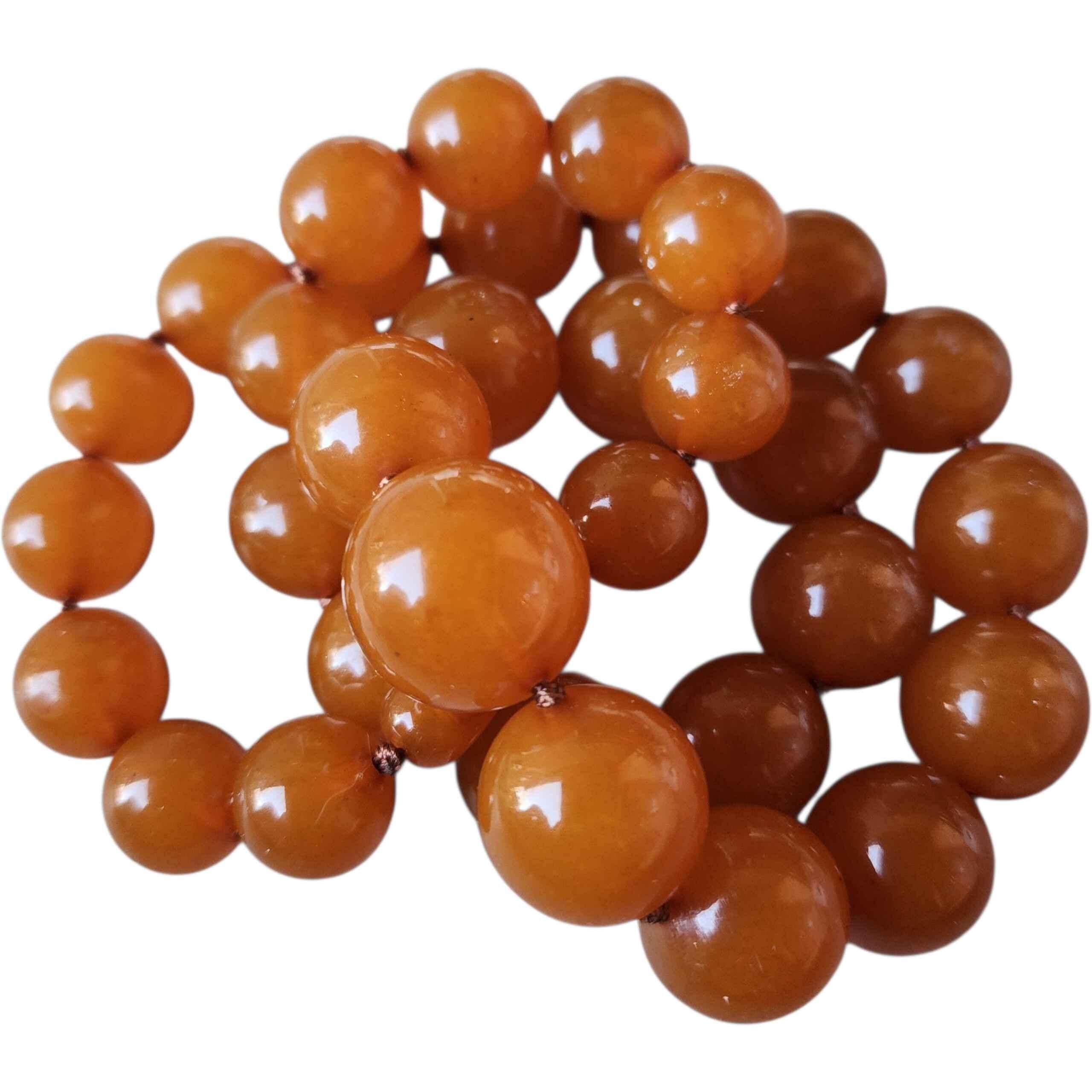 Collar vintage de cuentas graduadas de ámbar báltico ruso naranja con cierre de rosca de cuentas Cuenta en venta