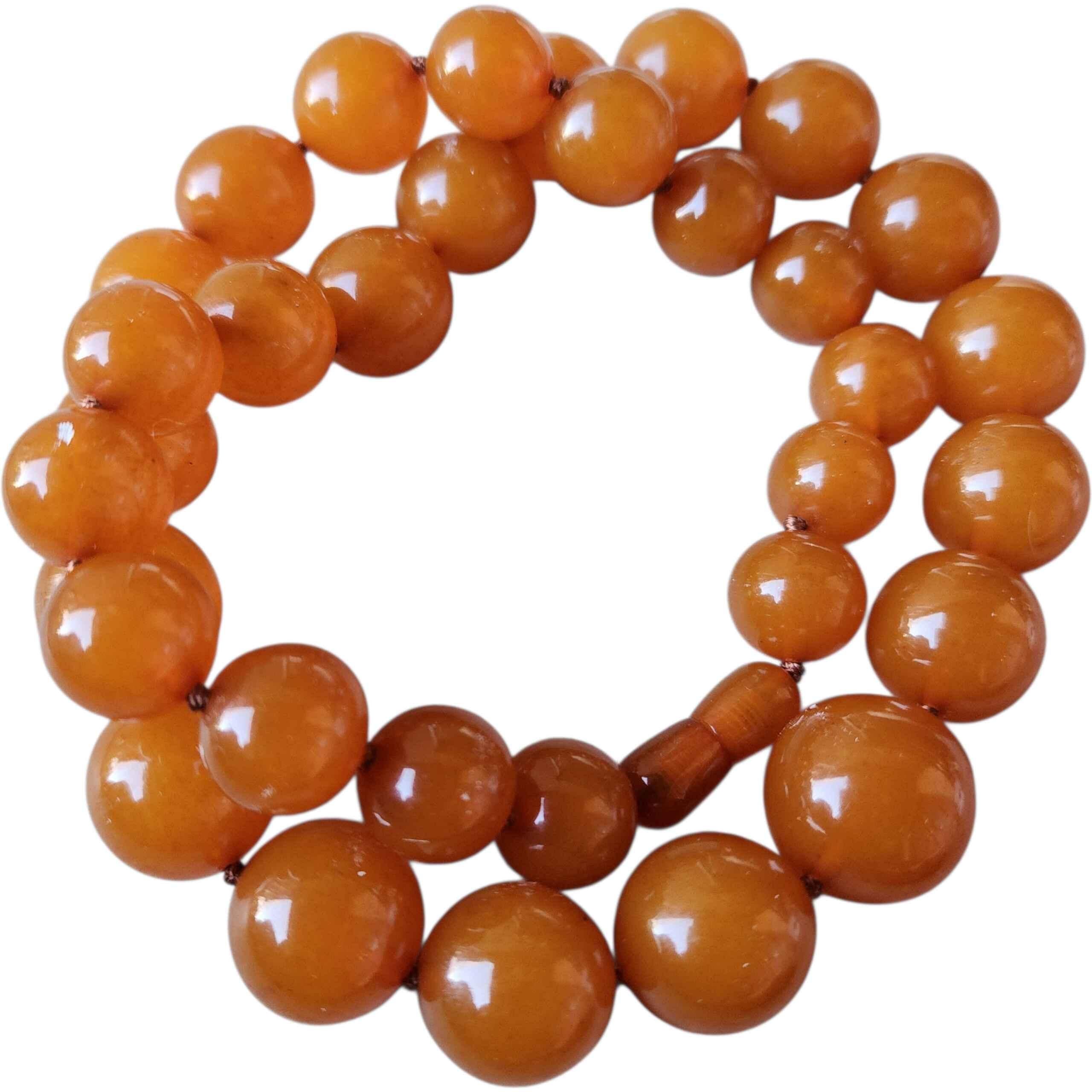 Collar vintage de cuentas graduadas de ámbar báltico ruso naranja con cierre de rosca de cuentas en venta 2