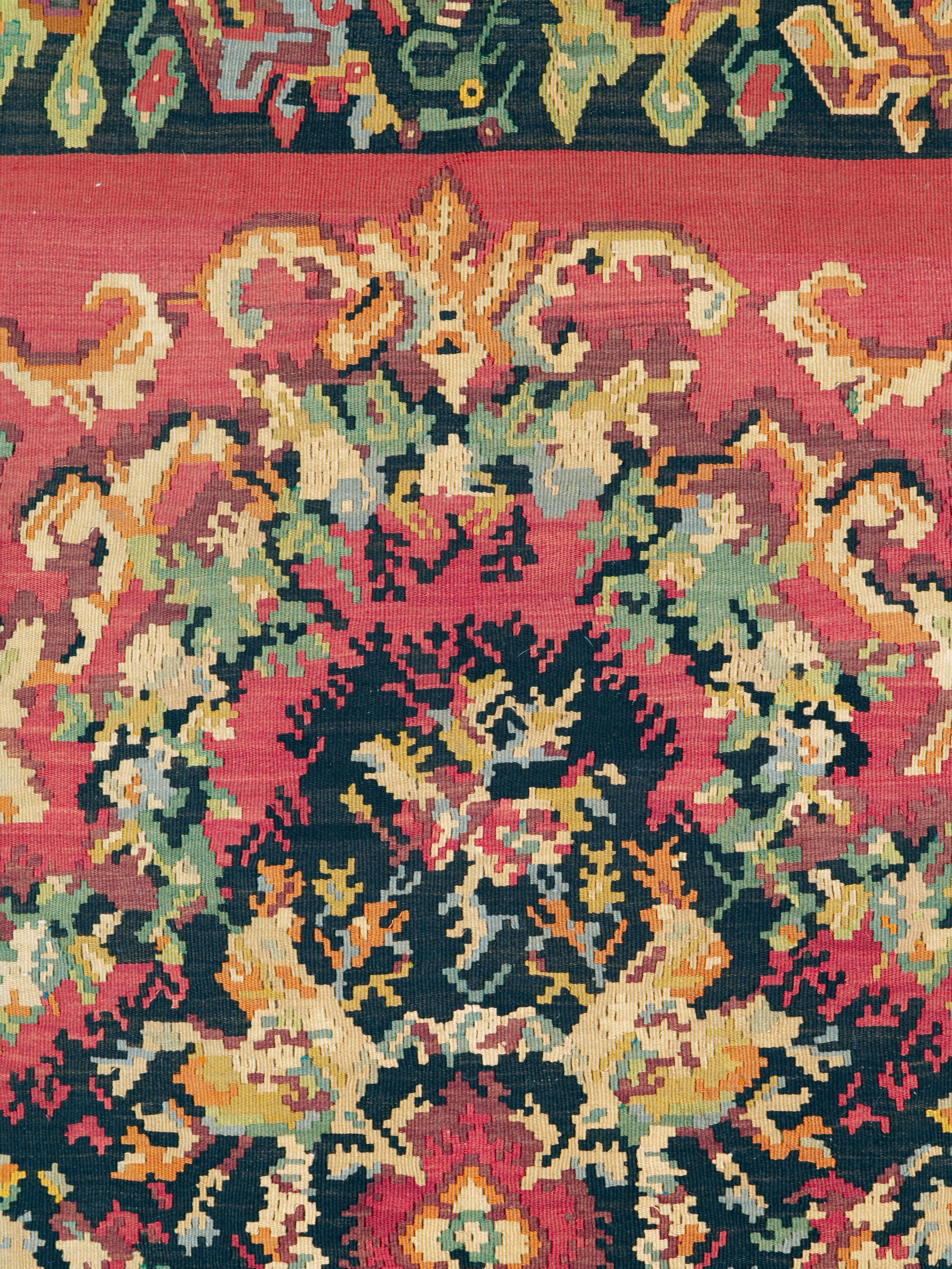 A vintage Russian Bessarabian flat-woven rug from the mid-20th century.
