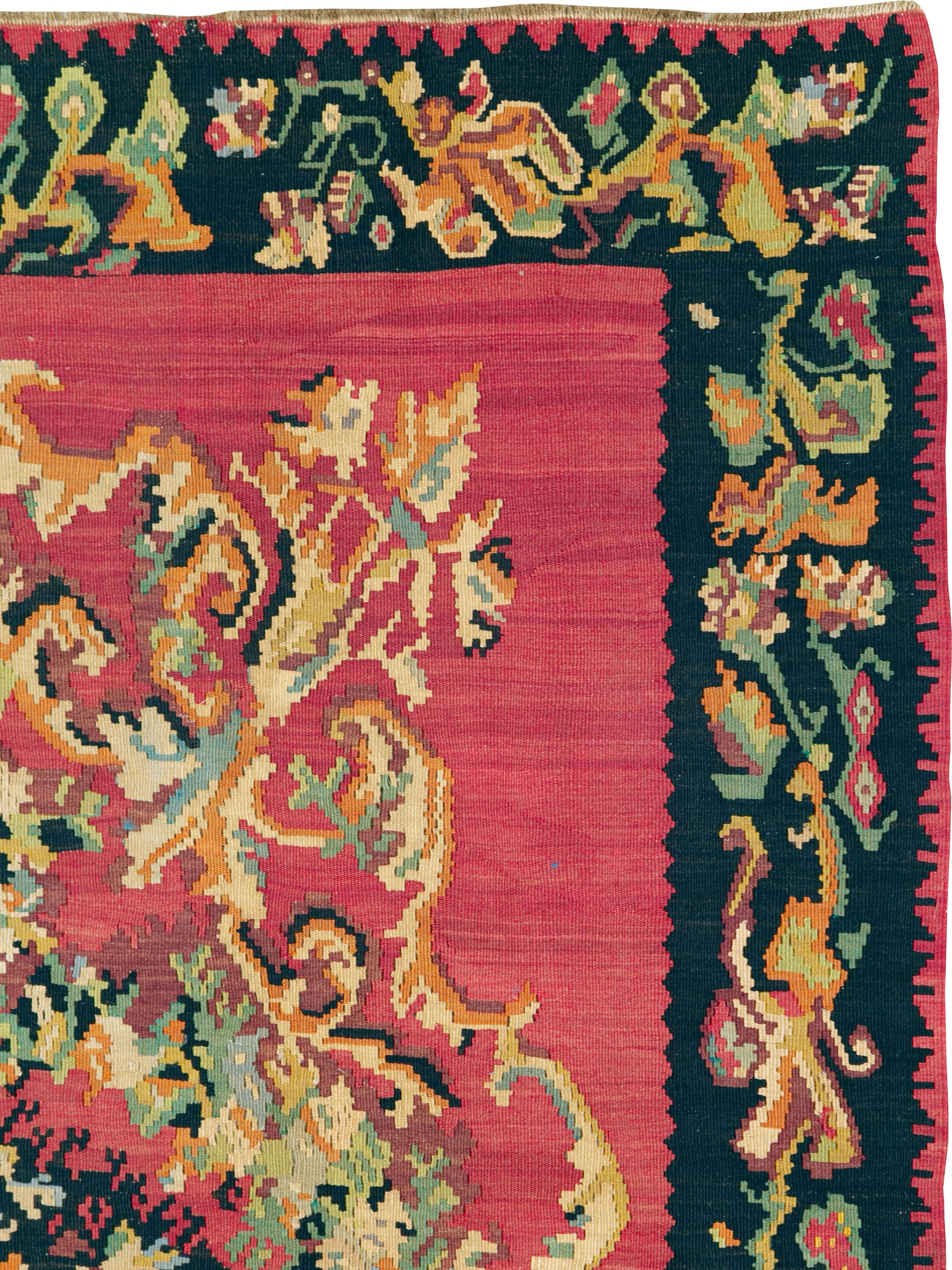 Hand-Woven Vintage Russian Bessarabian Flat-Weave For Sale