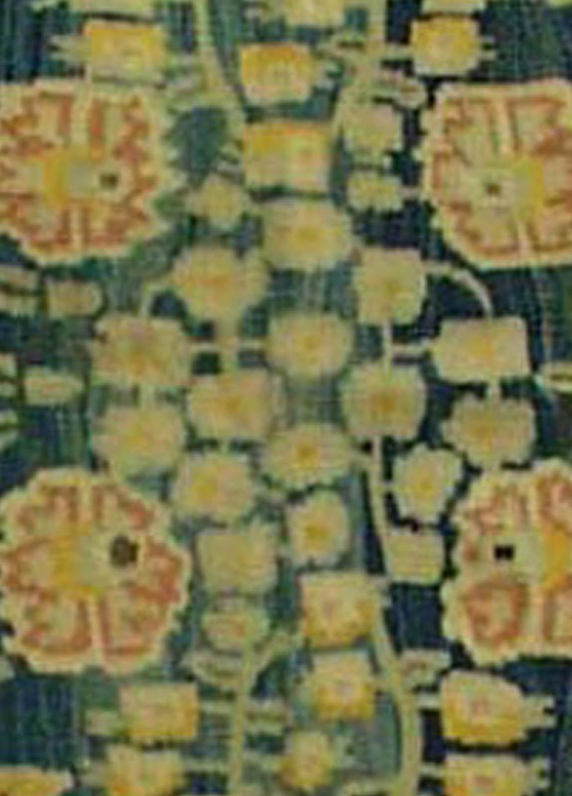 Vintage Russian Bessarabian botanic handmade wool rug
Size: 4'1