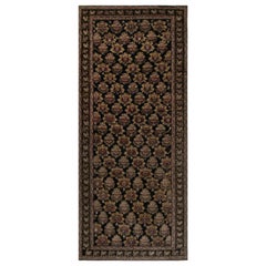 Antique Russian Botanic Brown, Black Karabagh Runner by Doris Leslie Blau