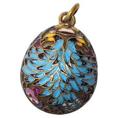 Vintage Russian Cloisonne Enamel Egg Pendant