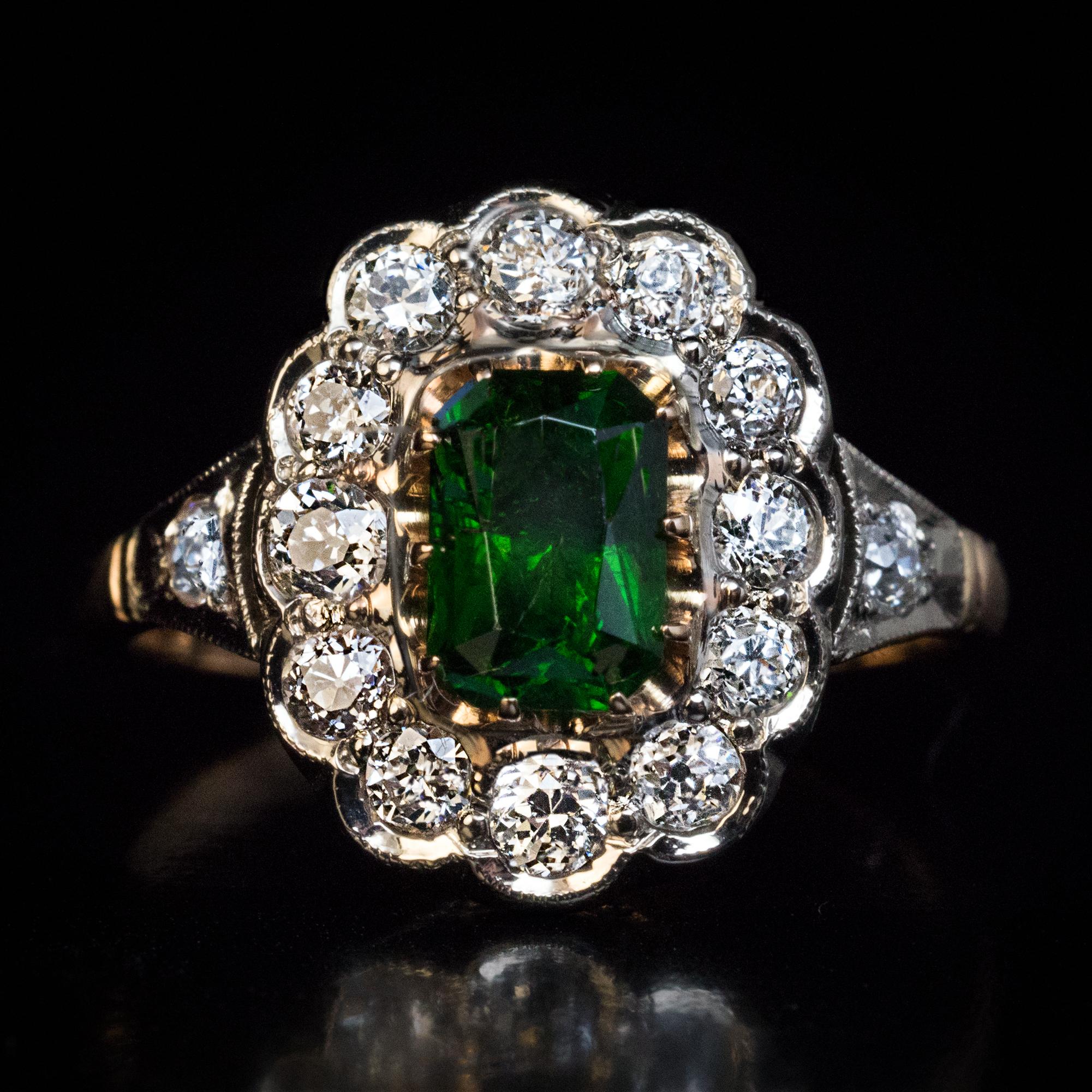 demantoid garnet vintage engagement rings
