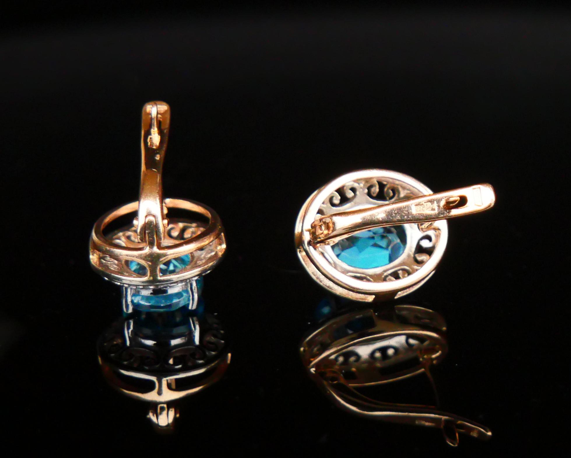 Old European Cut Vintage Earrings Topaz solid 583 / 14K Rose White Gold / 5.1 gr For Sale