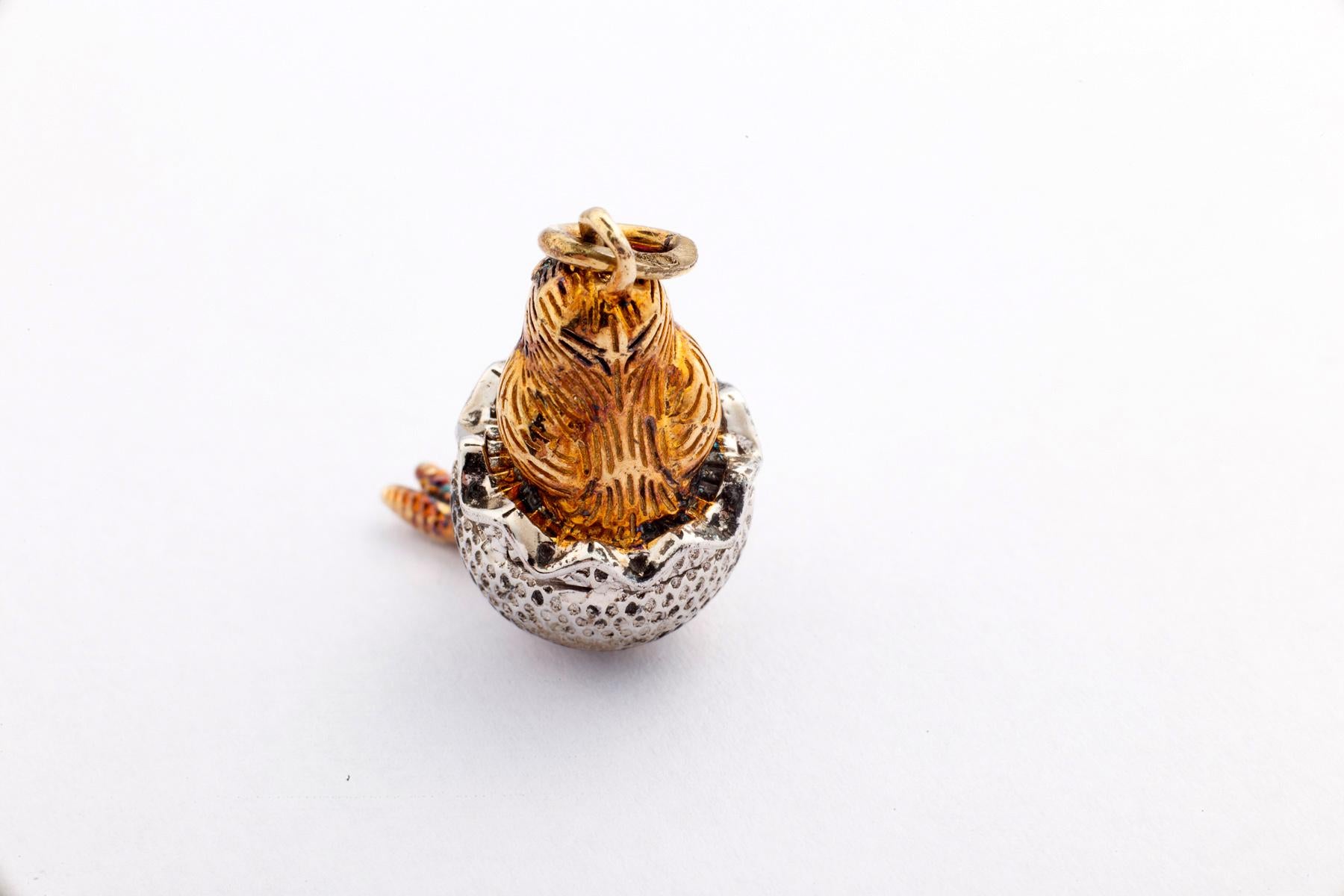 Modern Vintage Russian Easter Egg Pendant with Chick
