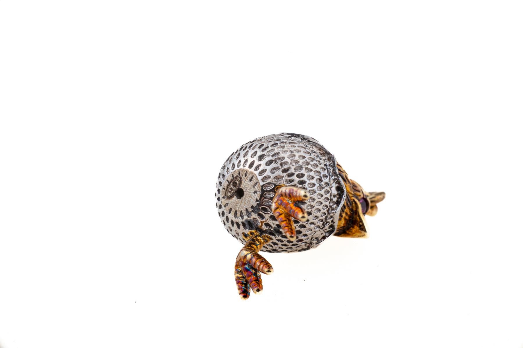 Round Cut Vintage Russian Easter Egg Pendant with Chick