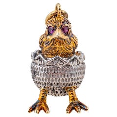 Vintage Russian Easter Egg Pendant with Chick