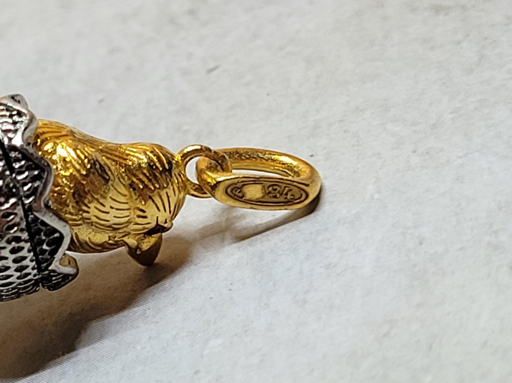 Vintage Russian Gilt Silver Chick Pendant In Excellent Condition For Sale In Chesterland, OH