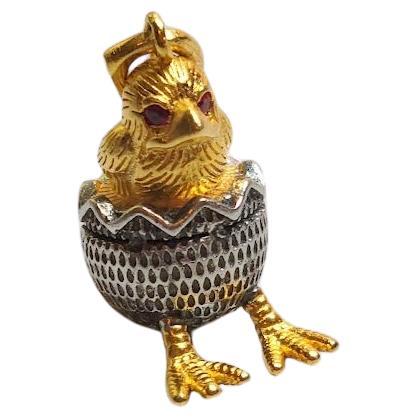 Vintage Russian Gilt Silver Chick Pendant