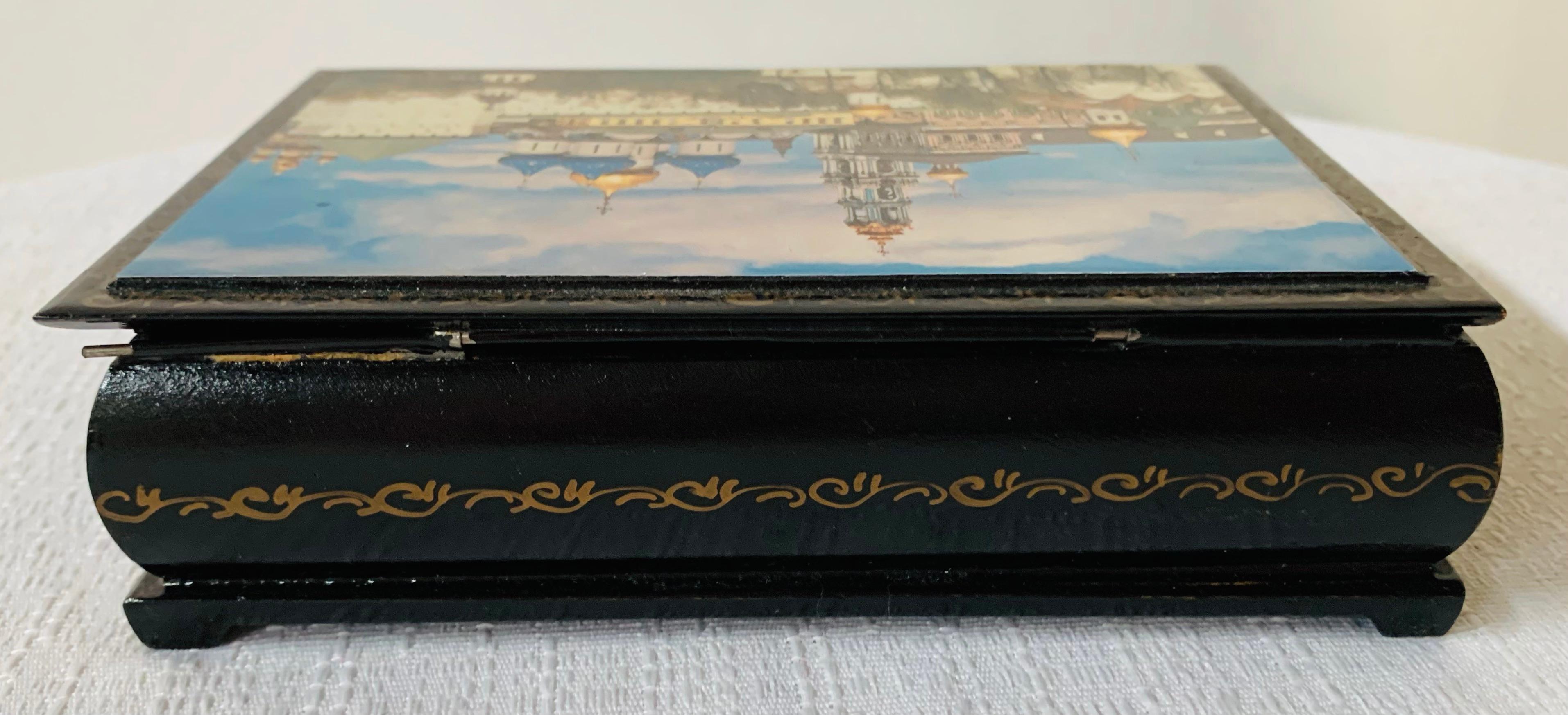 Vintage Russian Hand Painted Lacquered Wooden Box 2