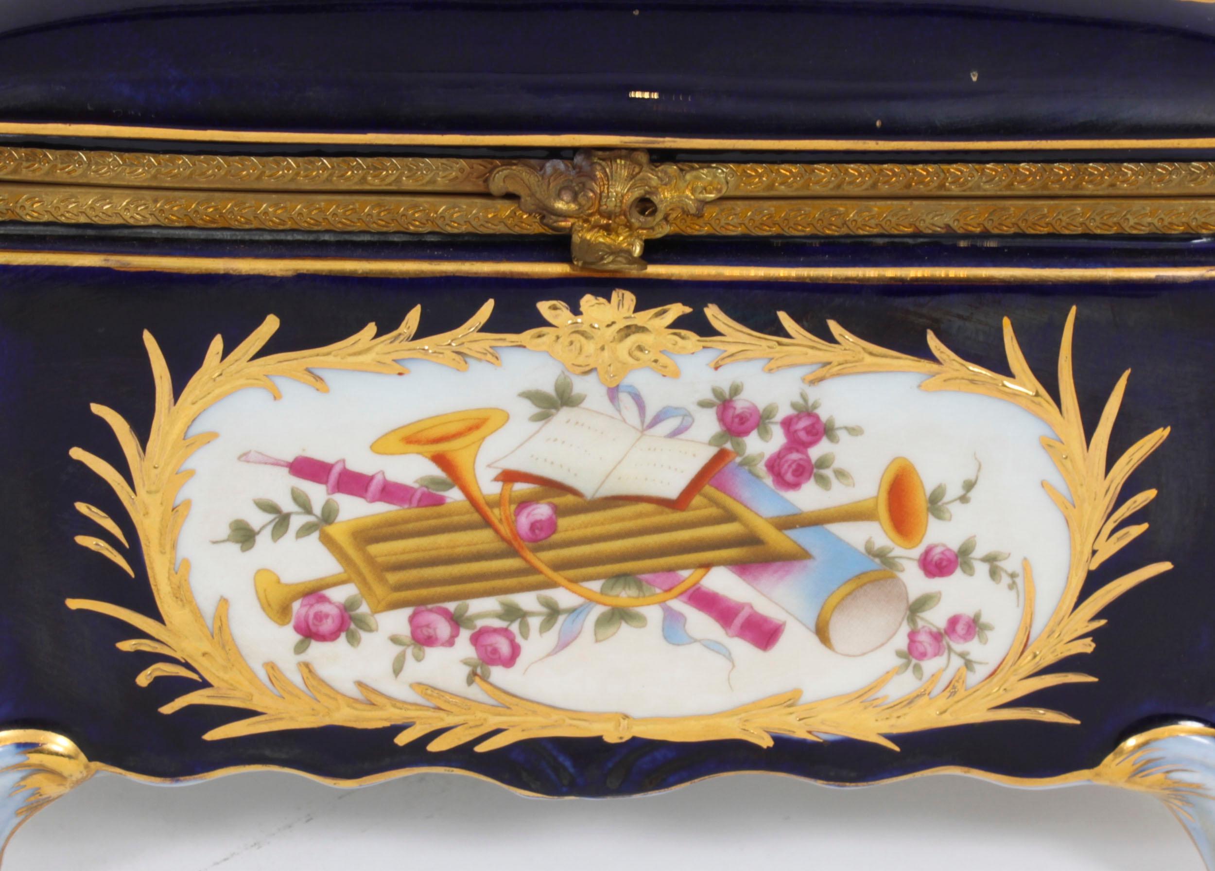 Vintage Russian Hand Painted Porcelain & Ormolu Casket 20th Century In Good Condition In London, GB