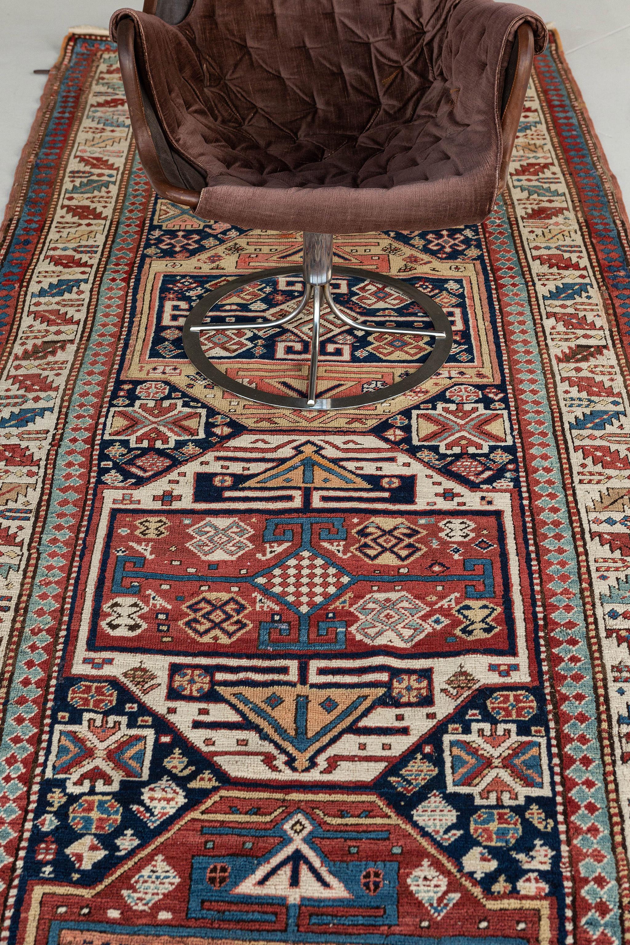 Vintage Russian Kazak Runner For Sale 1