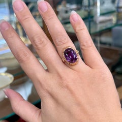Vintage Russian Lab Grown Color Change Sapphire Ring 14k Rose Gold