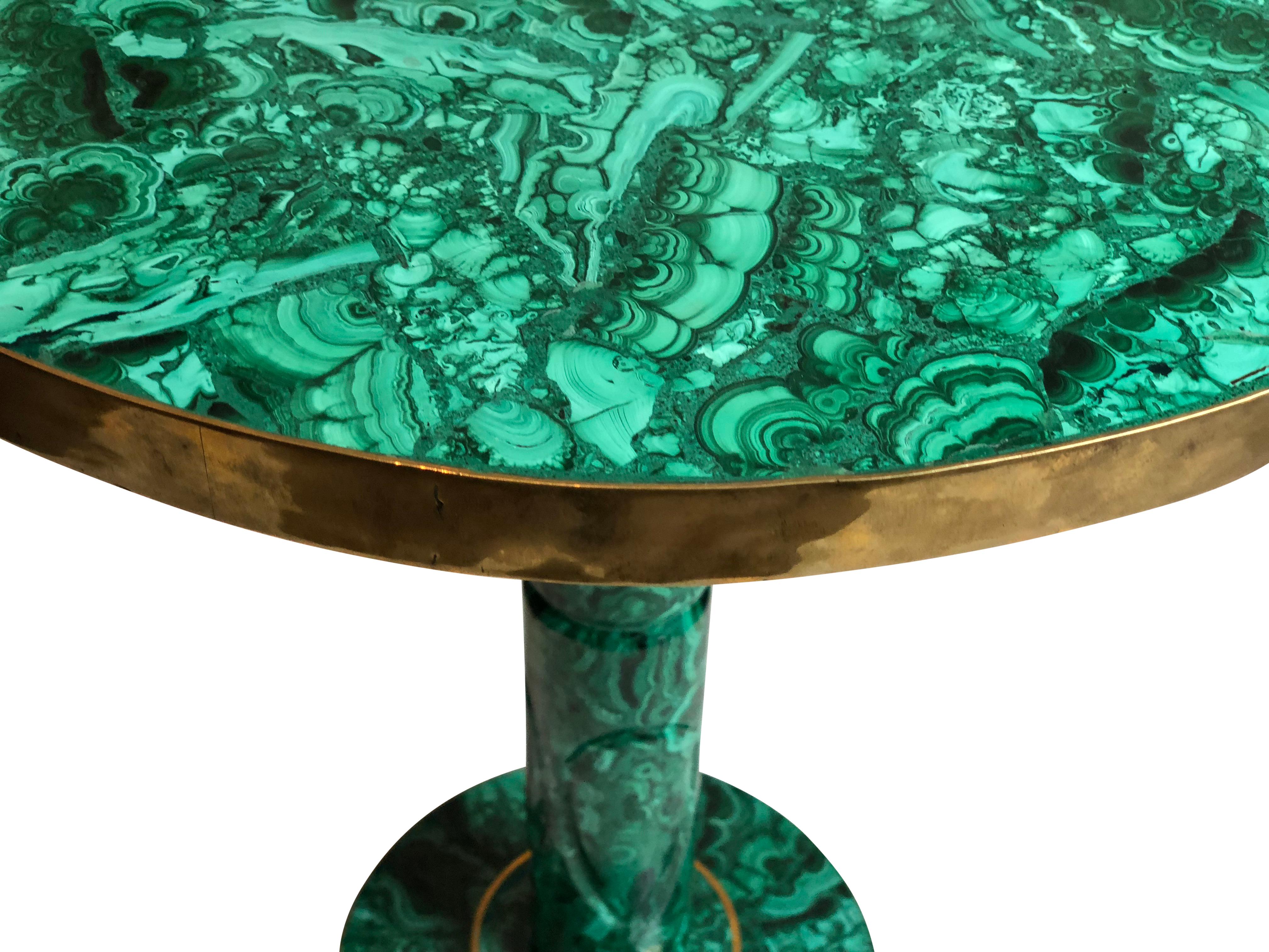 Art Deco Vintage Russian Malachite Side or Occasional Table