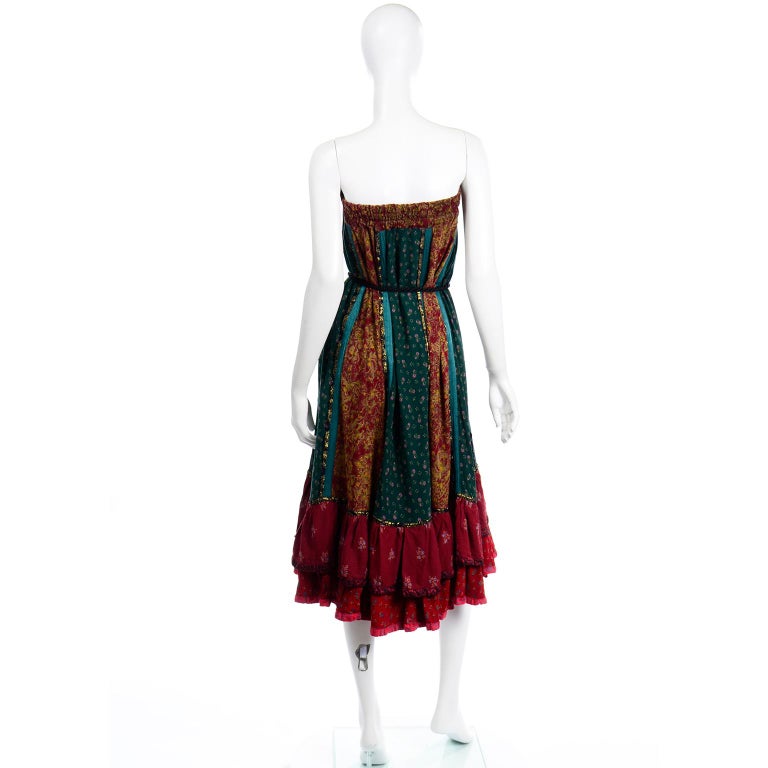Women's Vintage Russian Multi Fabric Colorful Skirt or Strapless Dress