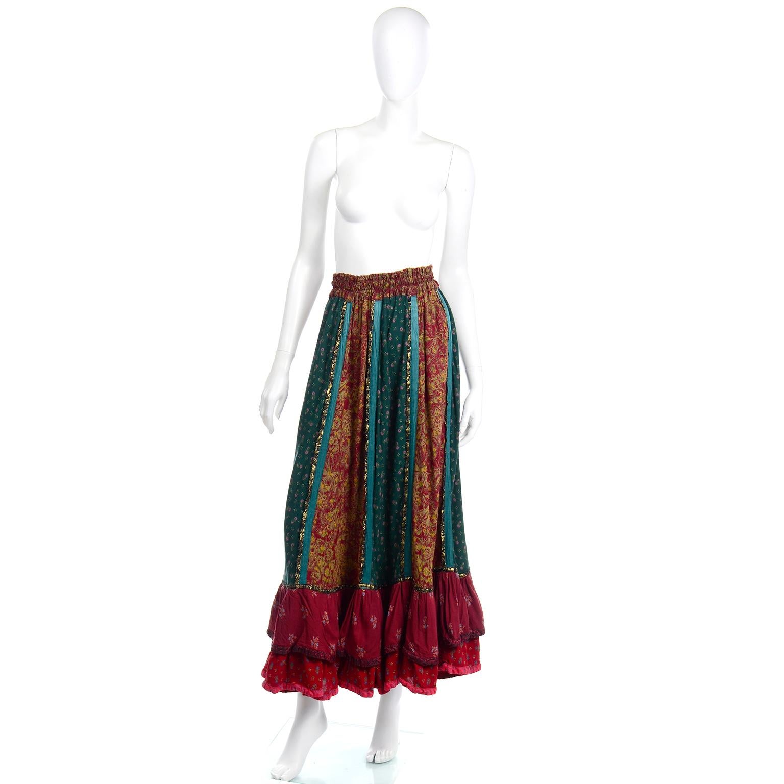 Vintage Russian Multi Fabric Colorful Skirt or Strapless Dress In Excellent Condition In Portland, OR
